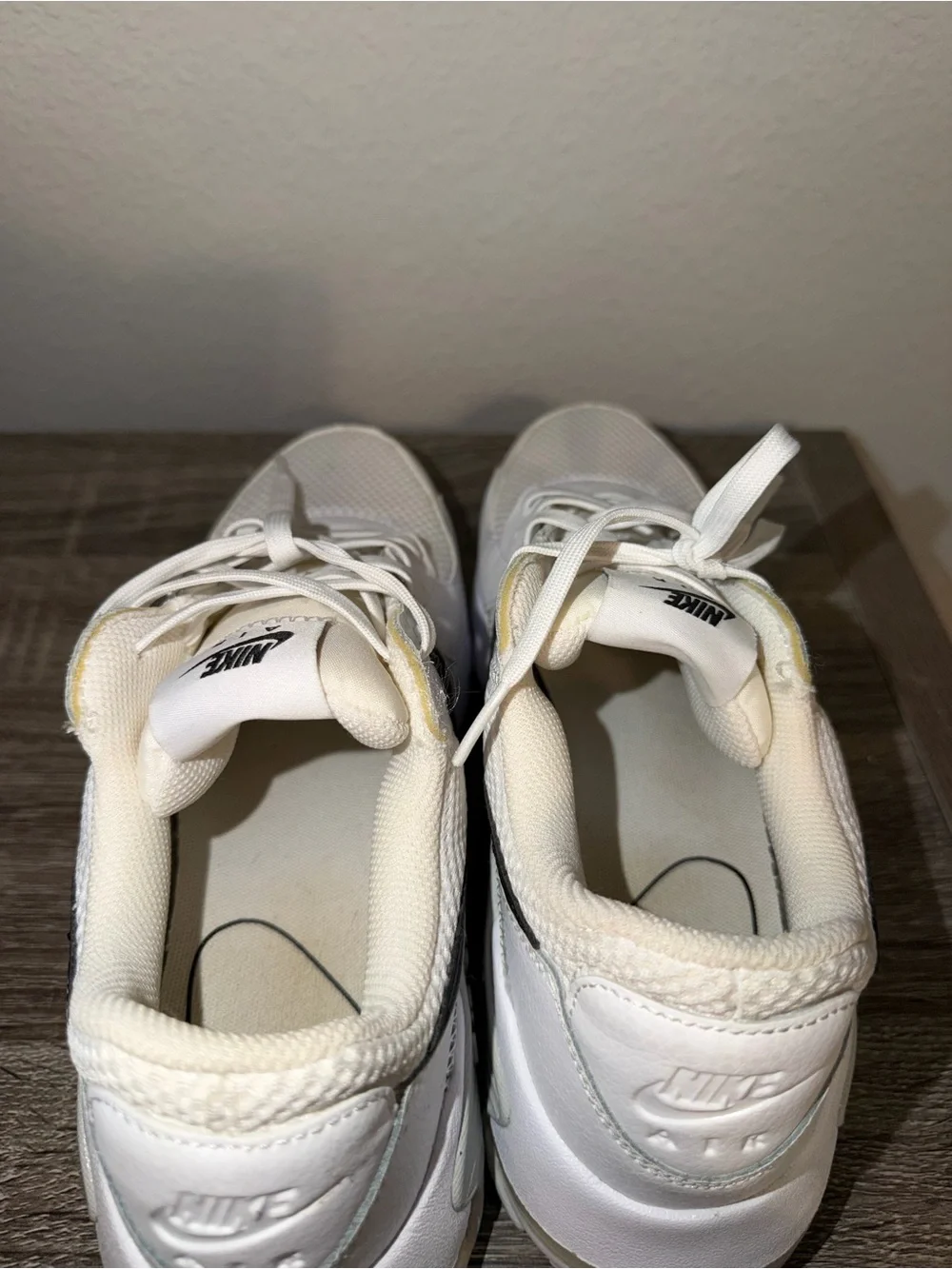 Nike White and Black Air-Cushioned Running Shoes